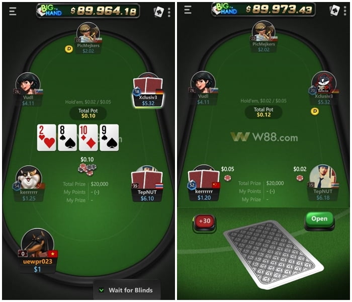 W88 Poker Mobile App: Easy play & high bets on Android/iOs