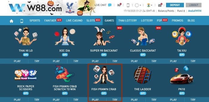 How to Play Fish Prawn Crab Game Online - W88 India