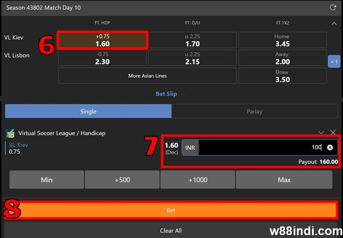 w88 fantasy sports how to bet on virtual sports step 3