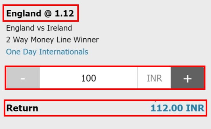 how to play online cricket betting in India at w88 odds outcome 1