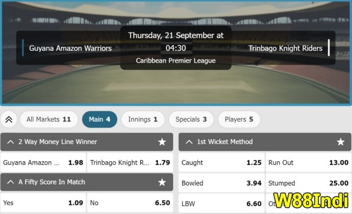 how to play online cricket betting in India w88indi guide