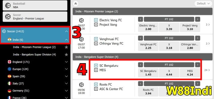 w88indi explaination of double chance in soccer betting step 2