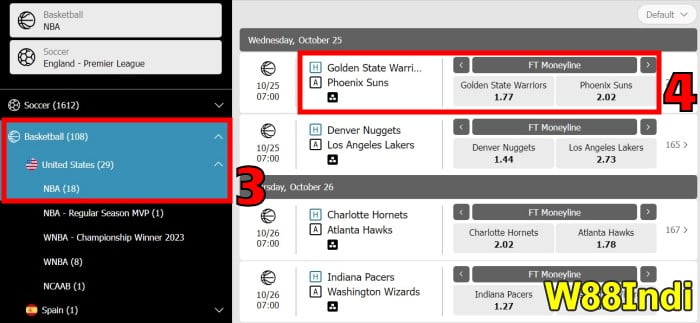 baskbetball betting online at w88 explained with betting guide step 2