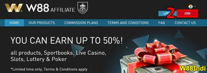 w88indi w88 affiliate program sign up for revenue step 2