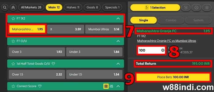 w88 football betting guide step 3