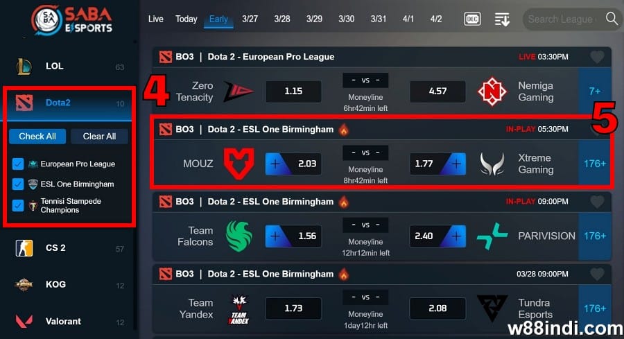 w88 dota 2 how to bet step 2