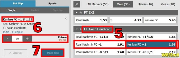 w88 what is handicap 1 in betting in football example