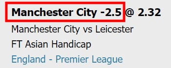 Asian Handicap 2.5 meaning goal disadvantage-explained