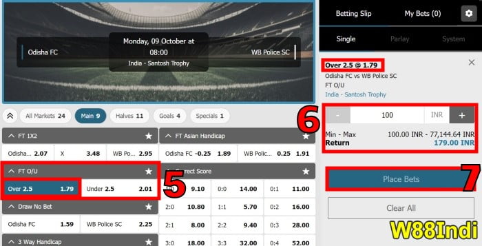 Over/Under 2.5 goals meaning with how to bet guide - W88indi