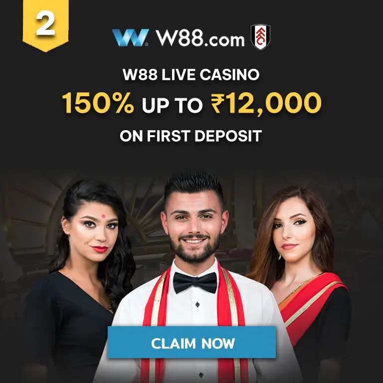 w88 official website india live casino promotion 150% bonus up to ₹12,000 on first deposit