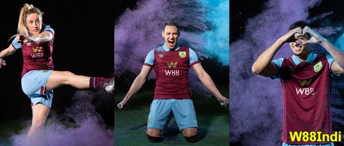 w88 burnley fc official shirt sponsor home jersey kit 2023
