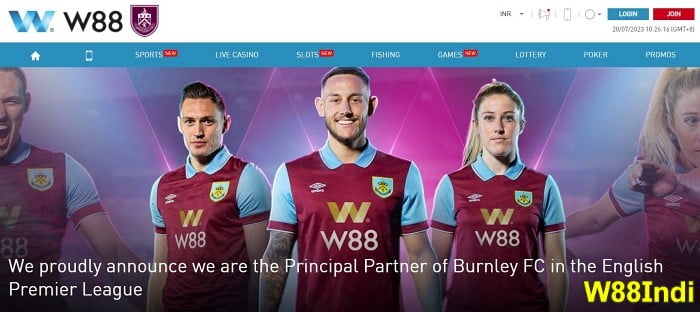 w88 burnley fc principle partner for 2023-24