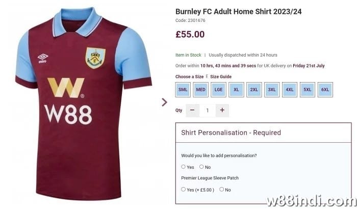 w88 burnley sponsorship