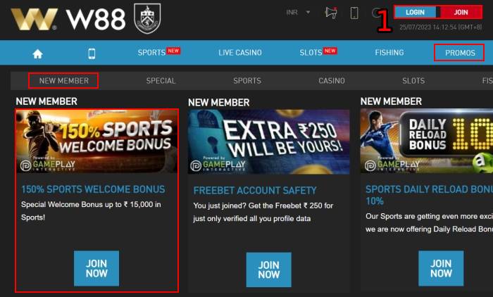 w88 free credit join w88 new register account and select promos to claim free bonus ₹250 (1)