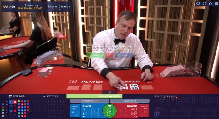 w88 live casino baccarat online gameplay India