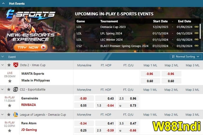 esports betting india join w88 esports games betting in india