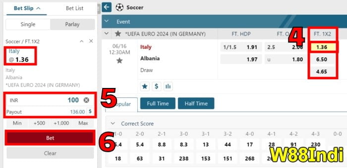 w88 euro 2024 bet on epl matches with w88indi tutorial step 3