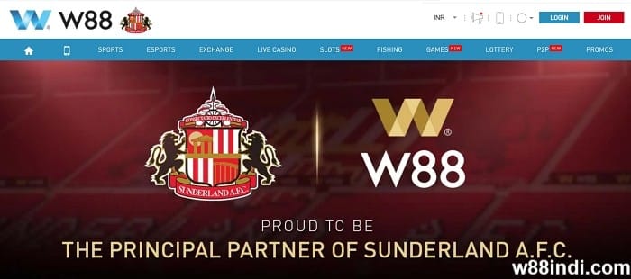 w88 sponsorship sunderland afc principal partner