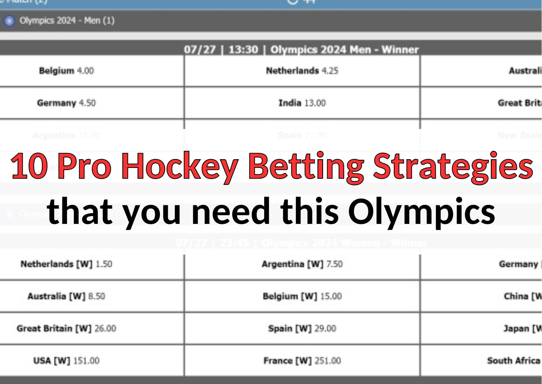 10 Pro Hockey Betting Strategies that you need this Olympics