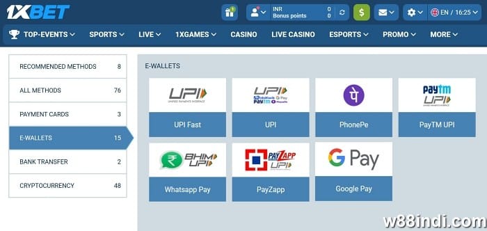 best upi betting sites 1xbet india