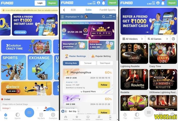 w88indi best free betting apps in india fun88 india