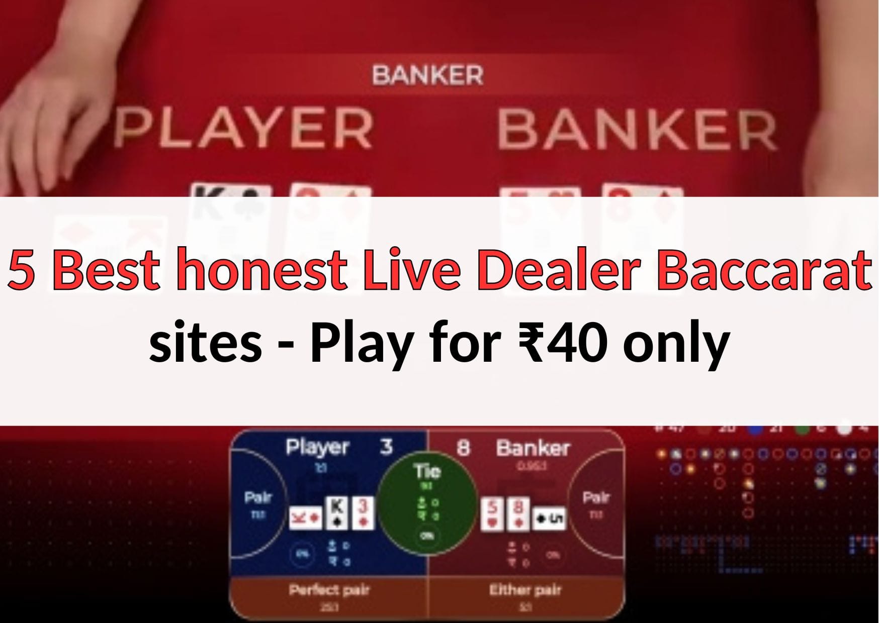 5 Best honest Live Dealer Baccarat sites - Play for ₹40 only
