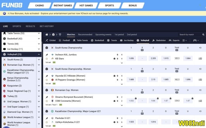 volleyball betting sites play for low cost at fun88
