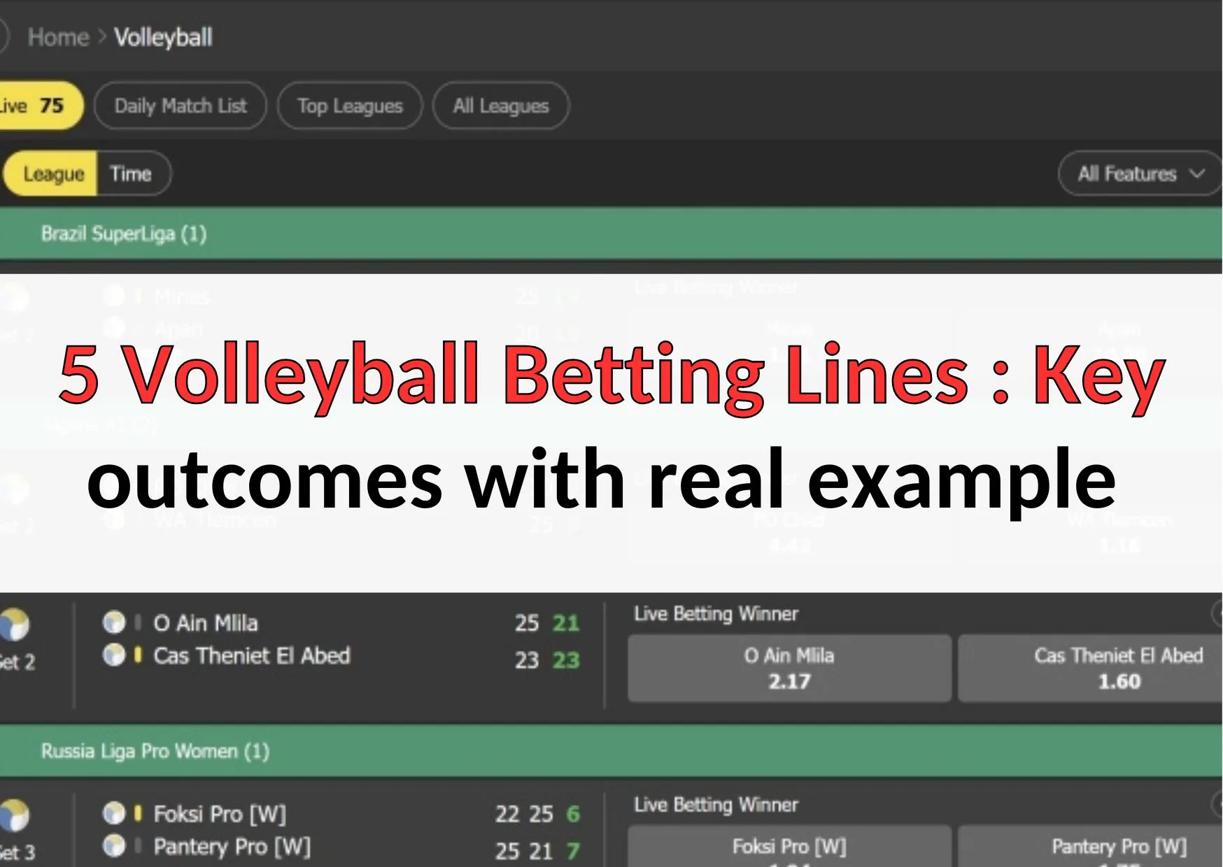 5 Volleyball Betting Lines Key outcomes with real example