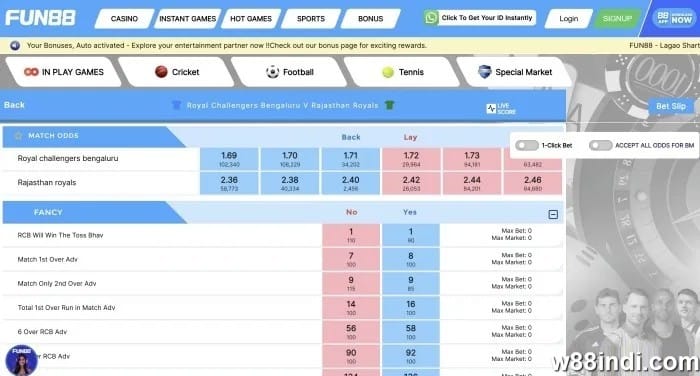 cricket exchange betting sites fun88