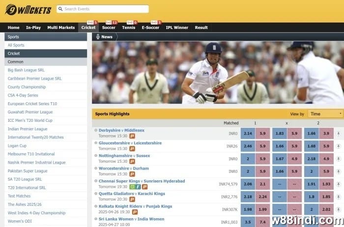 cricket exchange betting sites w88 india