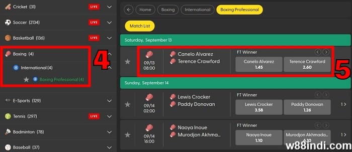 how to bet on a boxing match step 2 select a match