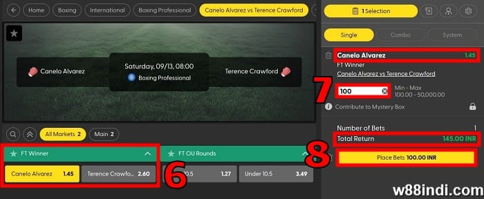 how to bet on a boxing match step 3 place a bet