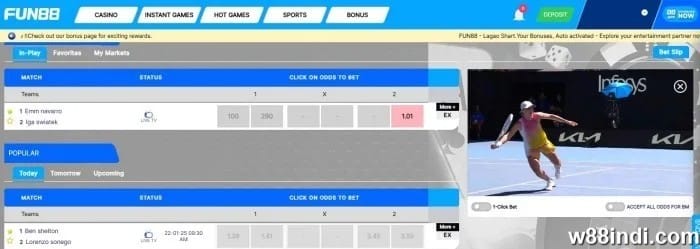 online tennis betting sites fun88