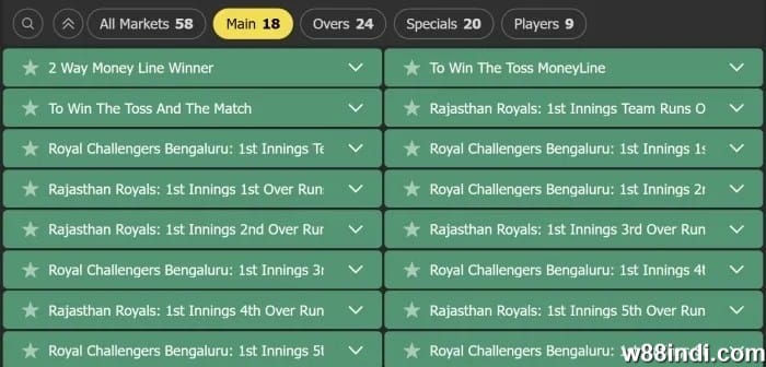 ipl cricket betting options