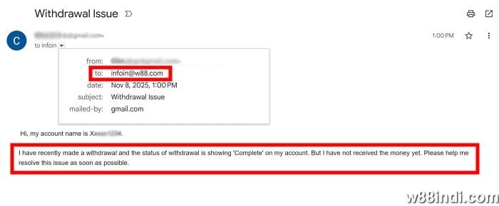 w88 withdrawal issues resolvement
