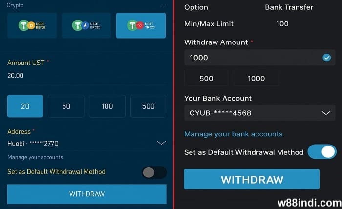 w88 withdrawal know the important aspects