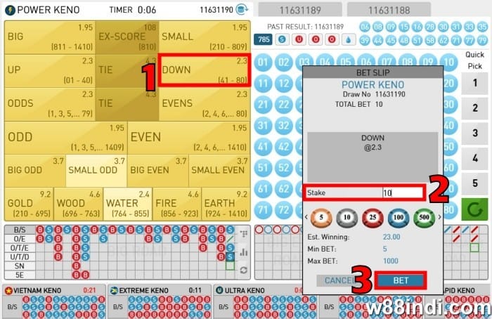 keno 24-7 live draw how to play step 1