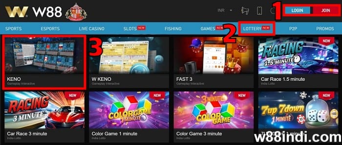check keno 247 results & winning numbers step 1